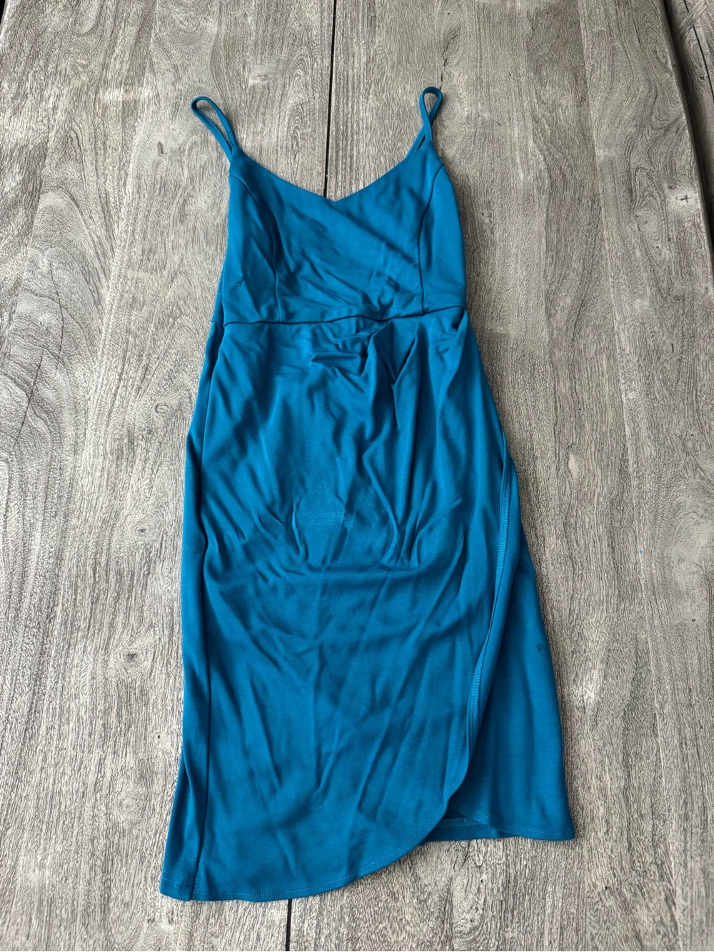 Sleeveless Teal Midi Dress with Spaghetti Straps